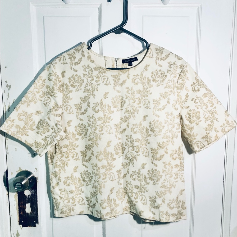 [ATHENA MARIE] Vintage Corduroy Gold-White Top